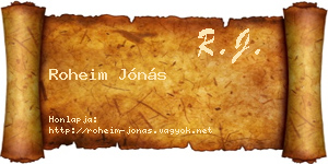 Roheim Jónás névjegykártya